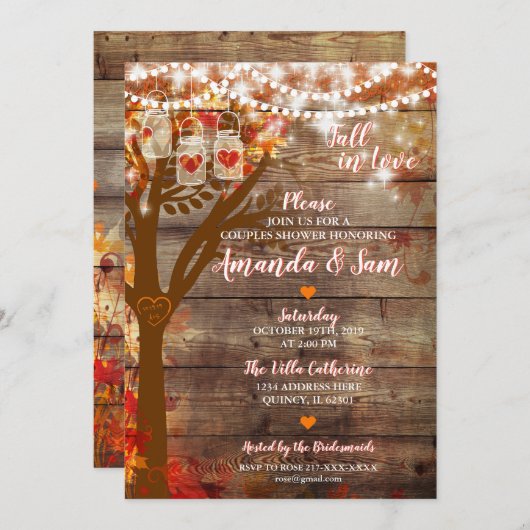 Herfst in liefde rustieke bruidsdouche uitnodiging (Voorkant / Achterkant)