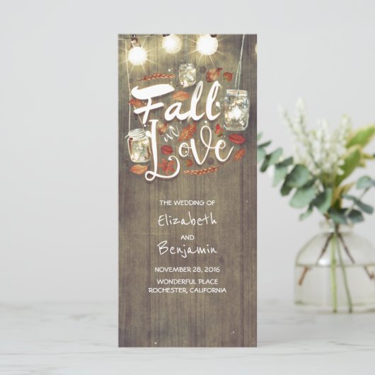 Herfst in liefde rustieke bruiloft programma's (Staand voorkant)