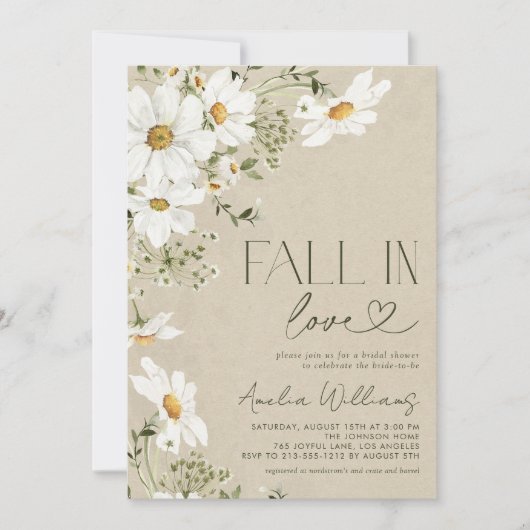 Herfst in Liefde Rustieke Daisy Wildflower Kaart (Voorkant)