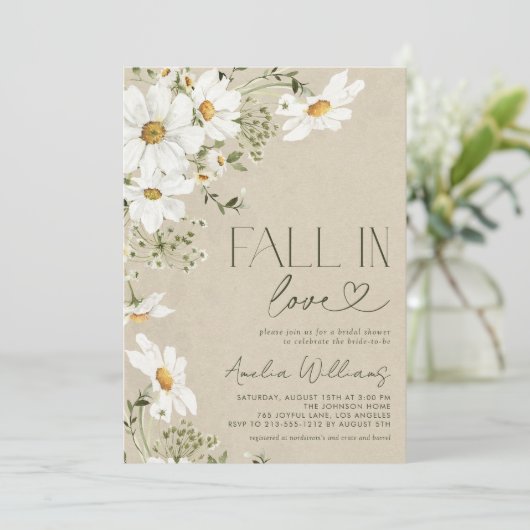 Herfst in Liefde Rustieke Daisy Wildflower Kaart (Staand voorkant)