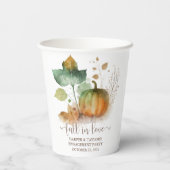 Herfst in liefde rustieke elegante pompoen papieren bekers (Achterkant)