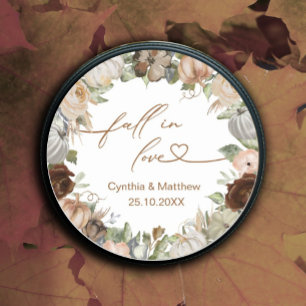 Herfst in liefde rustieke herfst bloemen en pompoe ronde sticker
