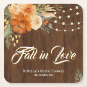 Herfst in Liefde Rustieke Herfst Bloemen Vrijgezel Kartonnen Onderzetters (Voorkant)