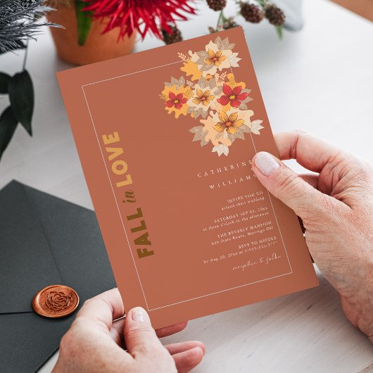 Herfst in liefde rustieke herfst bloemenbruiloft kaart