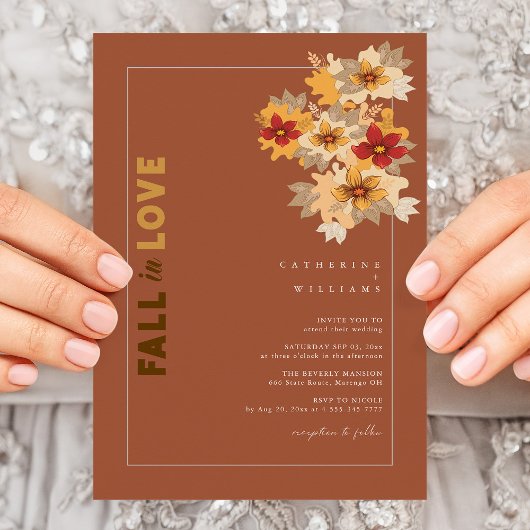 Herfst in liefde rustieke herfst bloemenbruiloft kaart