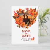 Herfst in liefde rustieke herfst bloemenfoto save the date (Staand voorkant)