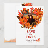 Herfst in liefde rustieke herfst bloemenfoto save the date (Voorkant / Achterkant)