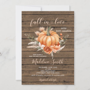Herfst in liefde rustieke houten pompoen met Baby Kaart
