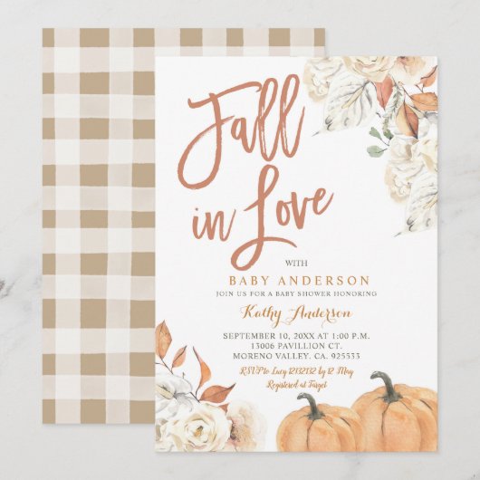 Herfst in liefde rustieke pompoen Baby shower Kaart (Voorkant / Achterkant)