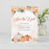 Herfst in Liefde Rustieke Pompoen Bloemen Huwelijk Save The Date (Staand voorkant)