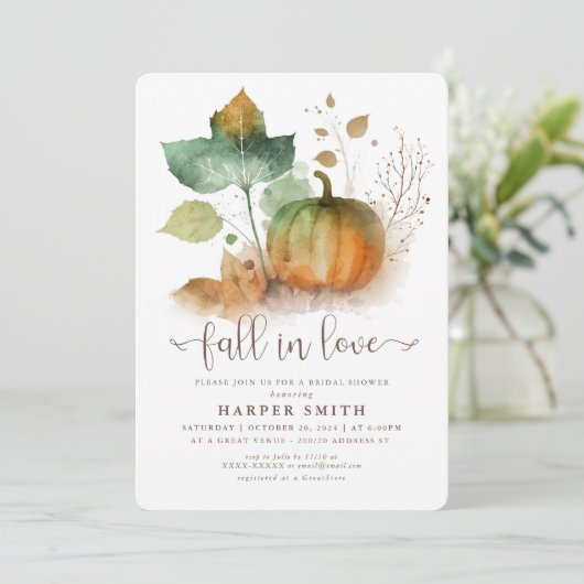 Herfst in liefde rustieke pompoen Vrijgezellenfees Kaart (Staand voorkant)