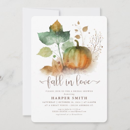 Herfst in liefde rustieke pompoen Vrijgezellenfees Kaart (Voorkant)