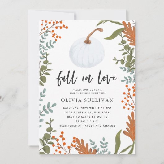 Herfst in liefde rustieke pompoen Vrijgezellenfees Kaart (Voorkant)