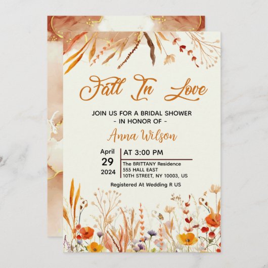 herfst in liefde Rustieke waterverf Vrijgezellenfe Kaart (Voorkant / Achterkant)