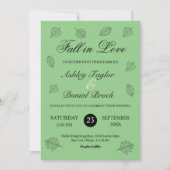 Herfst in liefde salie groen bladeren herfstbruilo kaart (Voorkant)