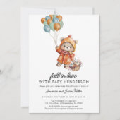 Herfst in liefde schattig teddybeer Baby shower Save The Date (Voorkant)