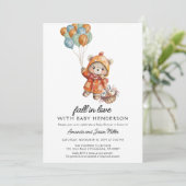 Herfst in liefde schattig teddybeer Baby shower Save The Date (Staand voorkant)