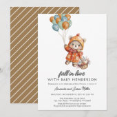 Herfst in liefde schattig teddybeer Baby shower Save The Date (Voorkant / Achterkant)