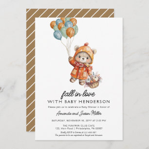 Herfst in liefde schattig teddybeer Baby shower Save The Date