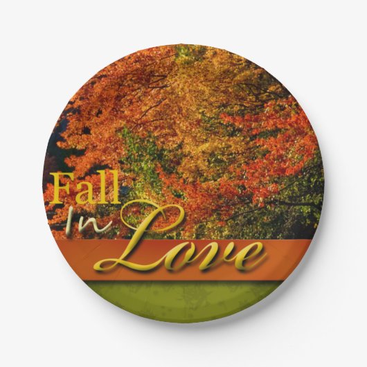 Herfst in liefde Schilderachtig Rustic Wedding Fot Papieren Bordje (Voorkant)