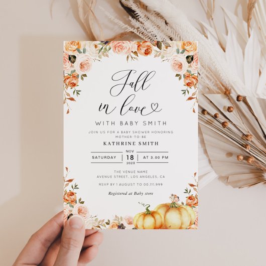herfst in liefde script baby shower-uitnodiging kaart