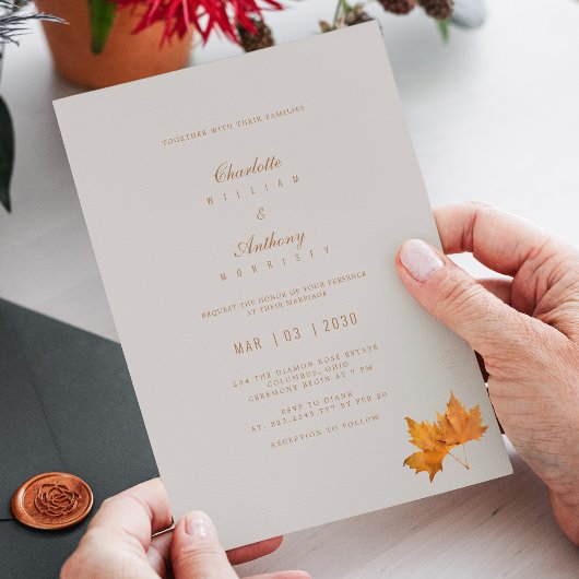 Herfst in Liefde Script: Modern Chic Photo Wedding Kaart