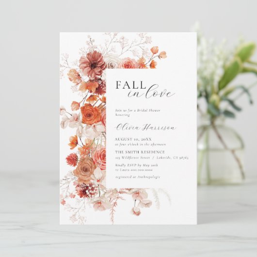 Herfst in Liefde Sinaasappel Bloemen Vrijgezellenf Kaart (Staand voorkant)