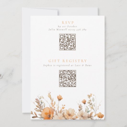 Herfst in Liefde Sinaasappel & Bruin Bloemen Vrijg Kaart (Achterkant)