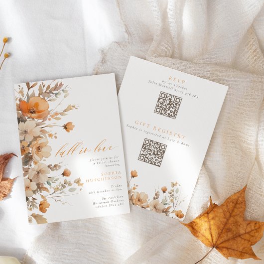 Herfst in Liefde Sinaasappel & Bruin Bloemen Vrijg Kaart