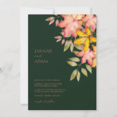 Herfst in liefde smaragd groene val bladeren bruil kaart (Voorkant)