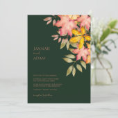 Herfst in liefde smaragd groene val bladeren bruil kaart (Staand voorkant)