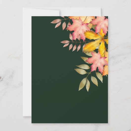 Herfst in liefde smaragd groene val bladeren bruil kaart (Achterkant)