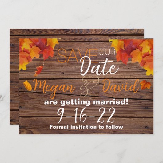 Herfst in liefde sparen de datum save the date (Voorkant / Achterkant)