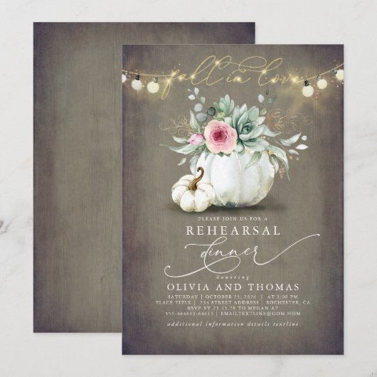 Herfst in Liefde Succulenten Pompoenen Repetitie D Kaart (Voorkant / Achterkant)