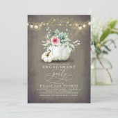 Herfst in Liefde Succulenten Pompoenen Verlovingsf Kaart (Staand voorkant)