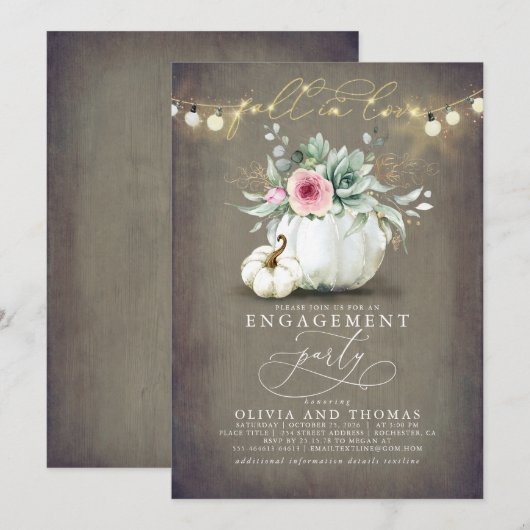 Herfst in Liefde Succulenten Pompoenen Verlovingsf Kaart (Voorkant / Achterkant)