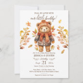 Herfst in liefde Teddy Bear verlaat Baby shower Kaart (Voorkant)