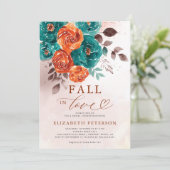 Herfst in Liefde Terracotta Blauwgroen Boho Vrijge Kaart (Staand voorkant)