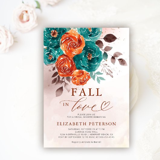 Herfst in Liefde Terracotta Blauwgroen Boho Vrijge Kaart