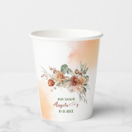 Herfst in Liefde Terracotta Bloemen Waterverf baby Papieren Bekers