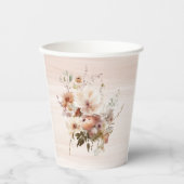 Herfst in Liefde Terracotta Bloemen Waterverf baby Papieren Bekers (Voorkant)