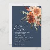 Herfst in liefde terracotta bloemenblauw Vrijgezel Kaart (Voorkant)