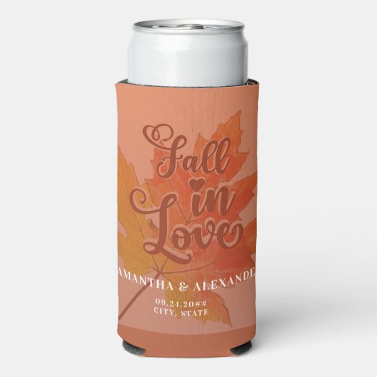 Herfst in Liefde Terracotta Maple Leaf Wedding Fav Seltzer Blikjeskoeler (Seltzer Achterkant)