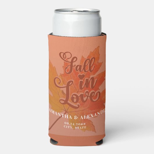 Herfst in Liefde Terracotta Maple Leaf Wedding Fav Seltzer Blikjeskoeler (Seltzer Voorkant)