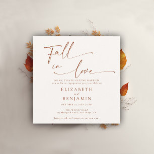 Herfst in Liefde Terracotta Minimal Engagement Par Kaart