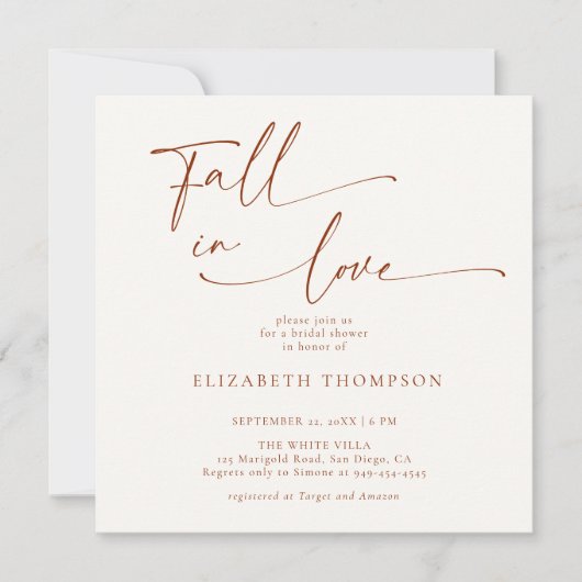 Herfst in Liefde Terracotta Minimalistisch Vrijgez Kaart (Voorkant)