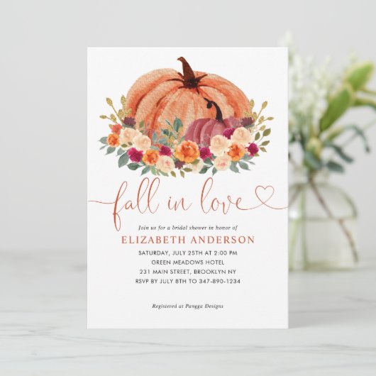 Herfst in Liefde Terracotta Pompoen Vrijgezellenfe Kaart (Staand voorkant)