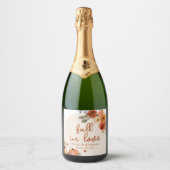 Herfst in Liefde Terracotta Pompoen Vrijgezellenfe Sparkling Wijnetiket (Voorkant)