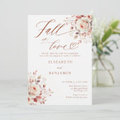 Herfst in Liefde Terracotta Rozen Engagement Party Kaart (Staand voorkant)