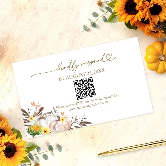 Herfst in Liefde Trouwen QR Online RSVP Kaart